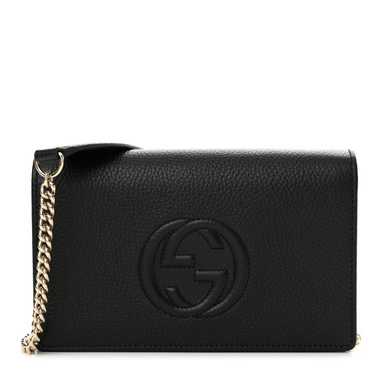 GUCCI Pebbled Calfskin Soho Wallet On Chain Black