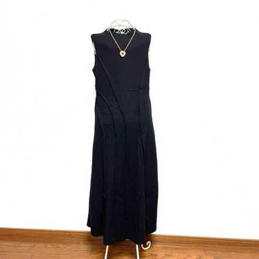 Sleeveless Long Dress Wool Panel High Neck Black - image 1