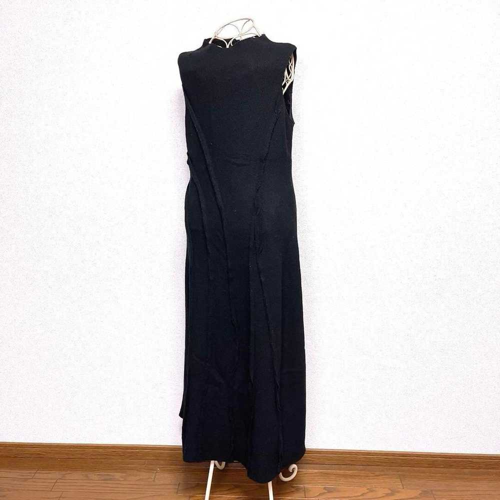 Sleeveless Long Dress Wool Panel High Neck Black - image 2