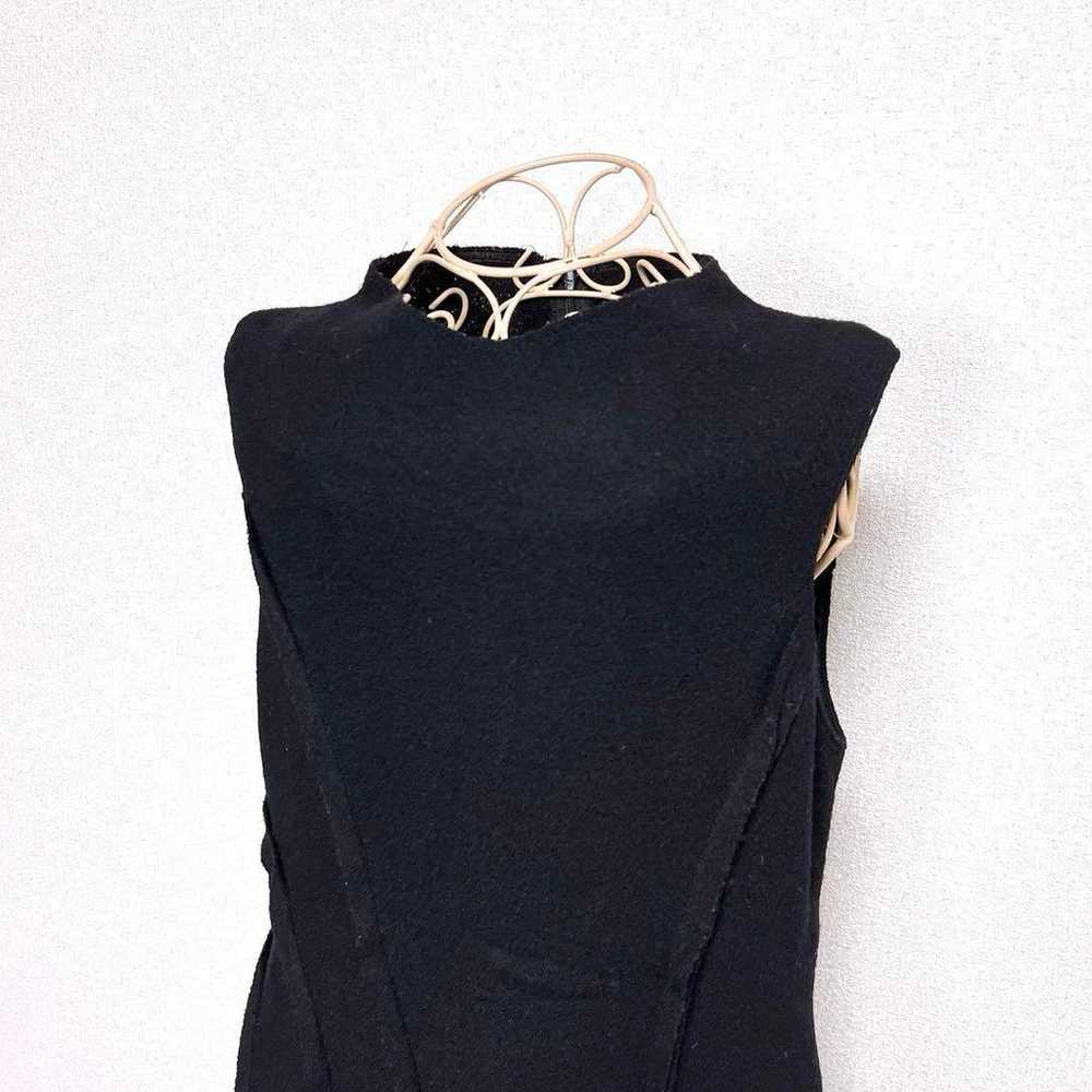 Sleeveless Long Dress Wool Panel High Neck Black - image 6