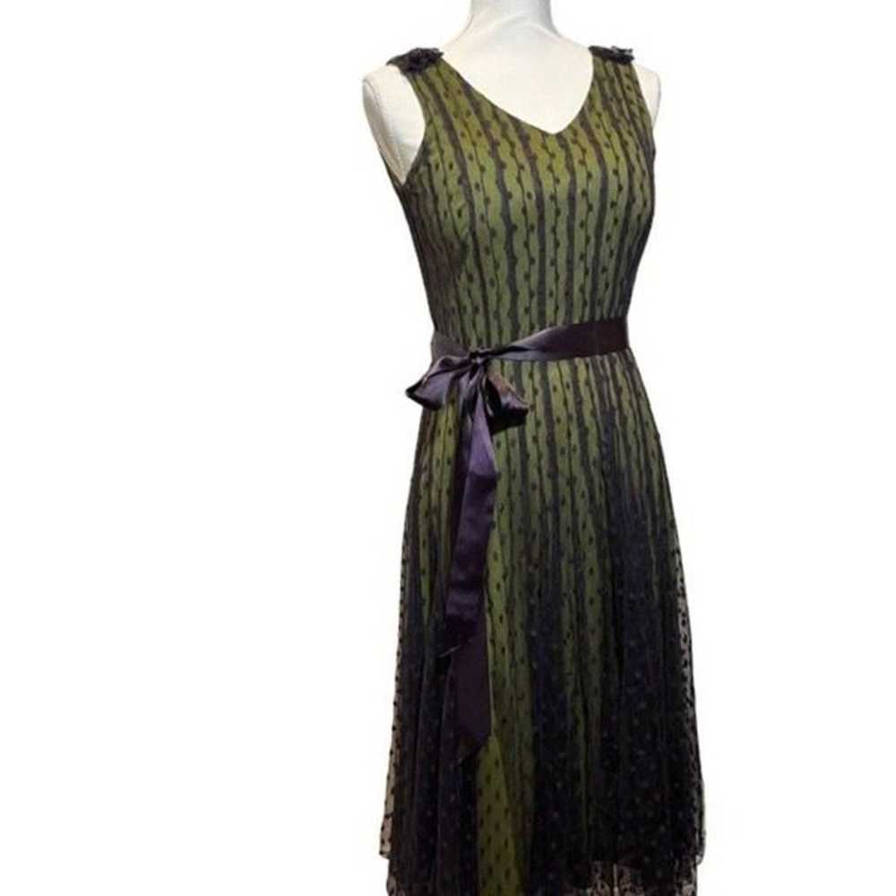 Jacques Vert Ladies Dress. Lime with Violet Lace … - image 1