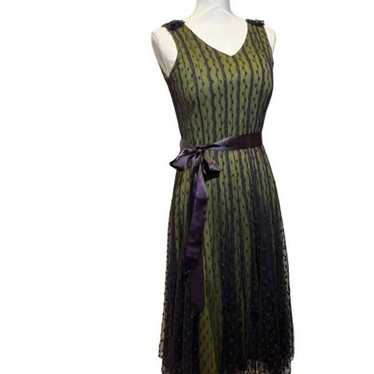 Jacques Vert Ladies Dress. Lime with Violet Lace … - image 1