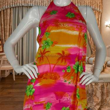 60s Vintage Pomare Hawaiian Aloha Luau Floral Neo… - image 1