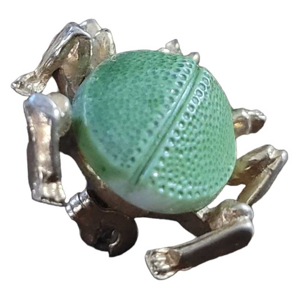 vintage scarab egyptian Green Beetle brooch Pin G… - image 4