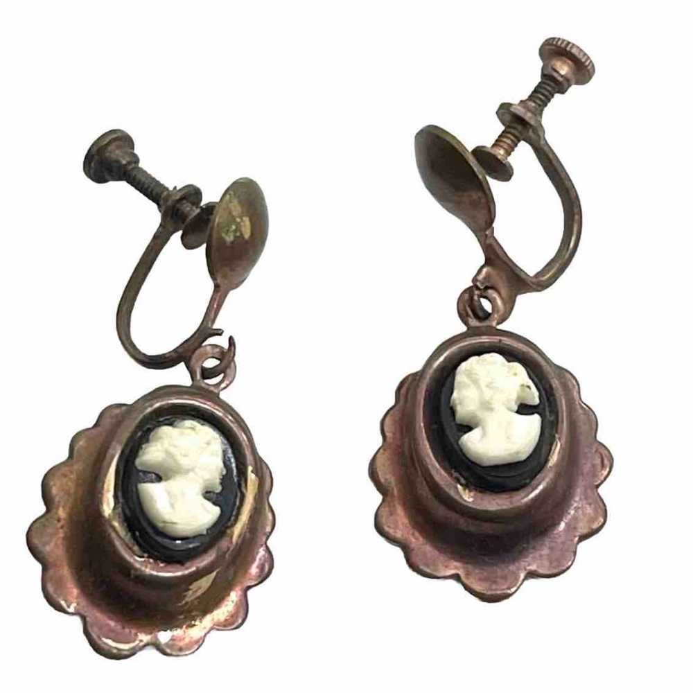 Antique Cameo Dangling Earrings - image 1