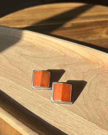 Sterling Silver & Orange Stone Earrings | Used,… - image 1