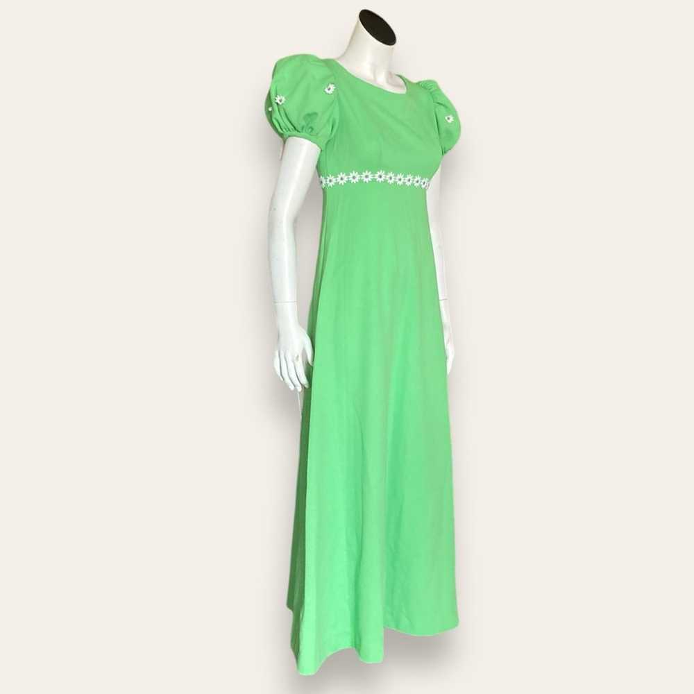 Green chartreuse Vintage 70s Maxi Dress w/ puff c… - image 2