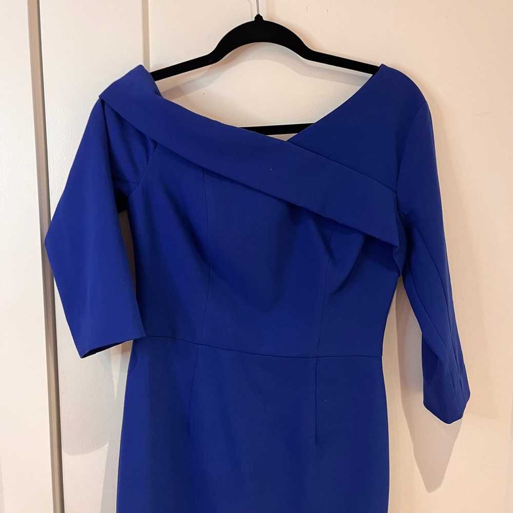 Black Halo Royal Blue 3/4 Sleeves Sheath Dress Sz… - image 2