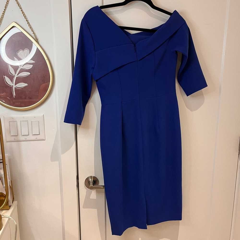 Black Halo Royal Blue 3/4 Sleeves Sheath Dress Sz… - image 3