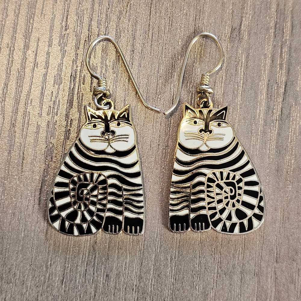 Vintage Laurel Burch Shambala Cat Earrings - image 1