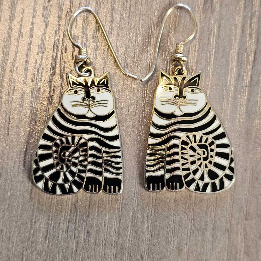 Vintage Laurel Burch Shambala Cat Earrings - image 7