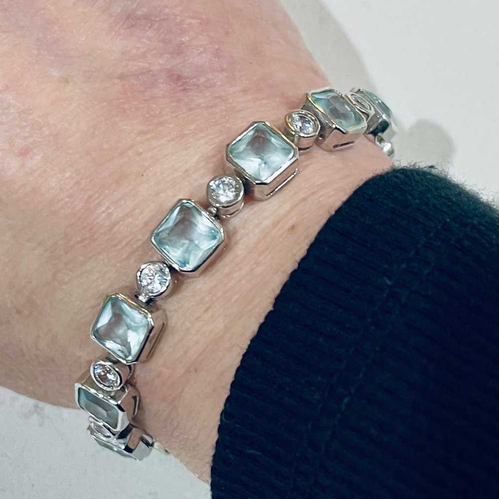 Vintage Estate Tennis Bracelet Silver-Tone W Clea… - image 8