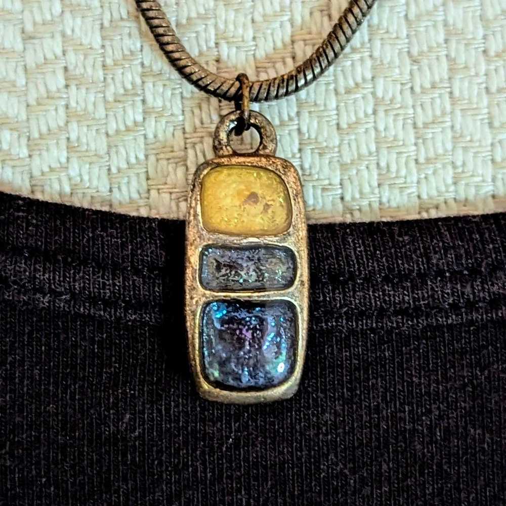 Vintage Estate Three Tier Dichroic Glass Pendant … - image 1