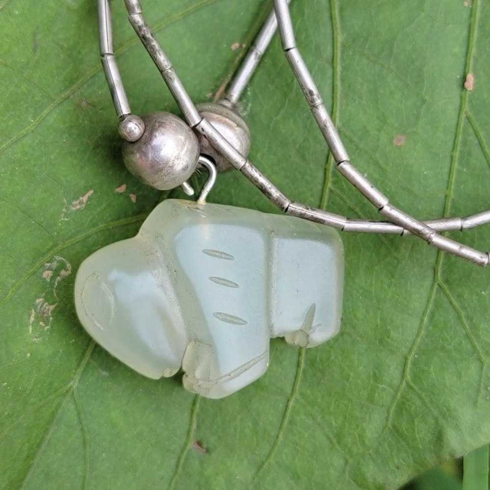 Native American carved aventurine Buffalo 925 ste… - image 2