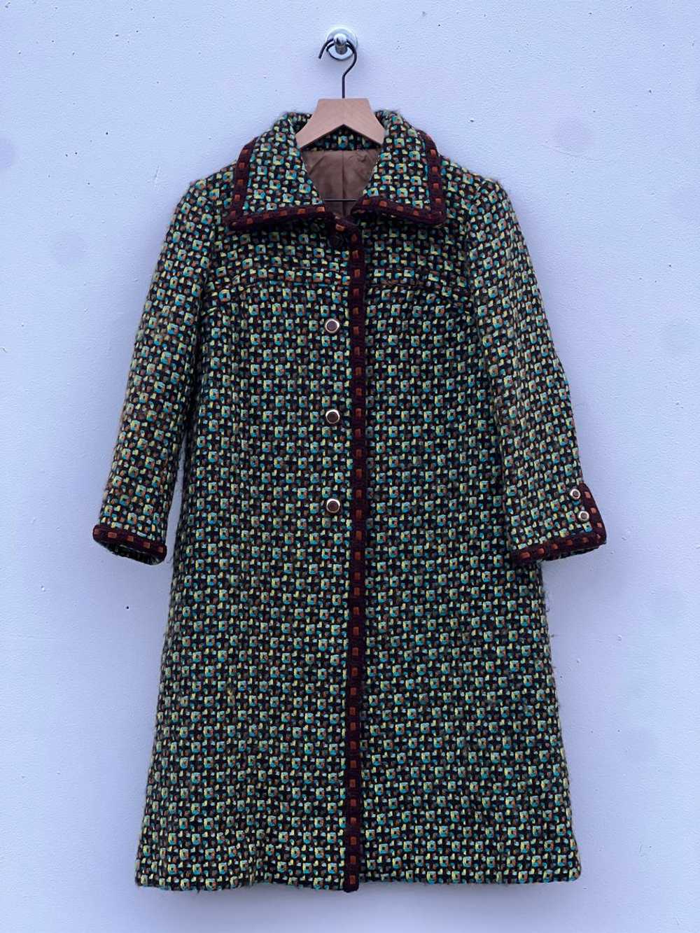 Random Vintage Vintage Geometric Print Tweed Coat… - image 1