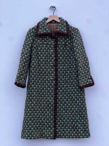 Random Vintage Vintage Geometric Print Tweed Coat… - image 1