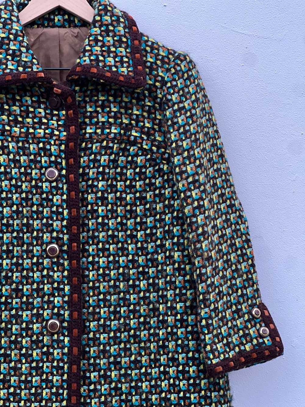 Random Vintage Vintage Geometric Print Tweed Coat… - image 4