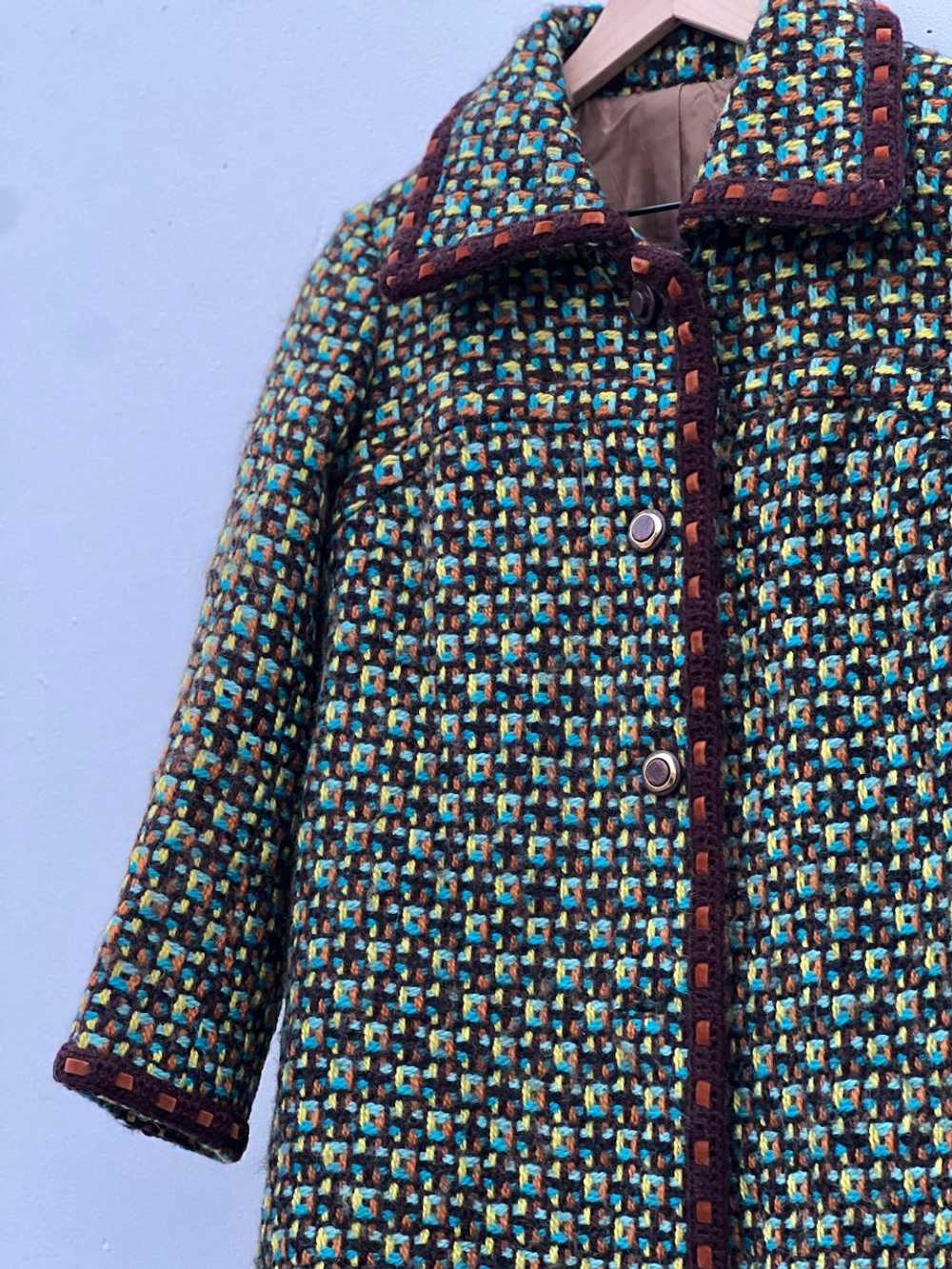 Random Vintage Vintage Geometric Print Tweed Coat… - image 5