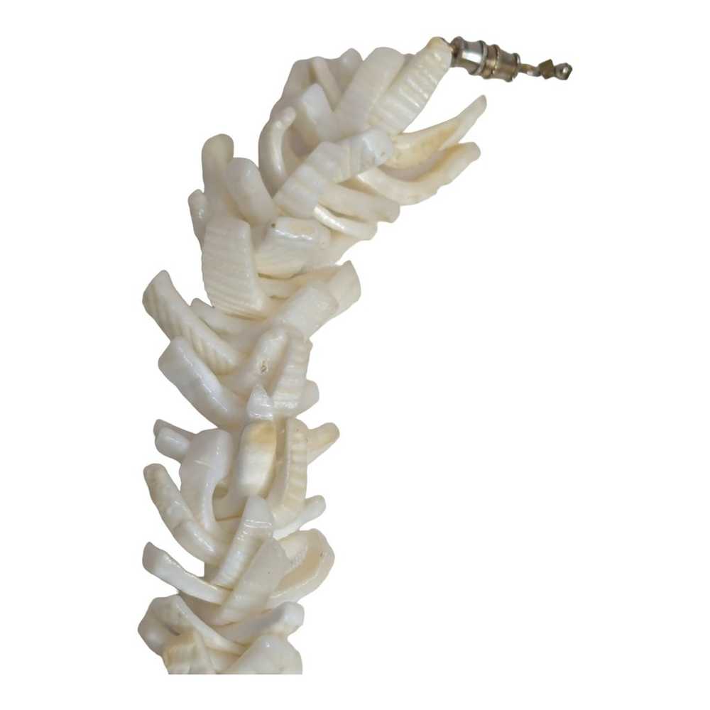 Chunky White Puka Shell Hawaiian Lei 16in Necklac… - image 6