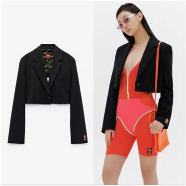 Zara Zara purple magazine cropped blazer black - image 1