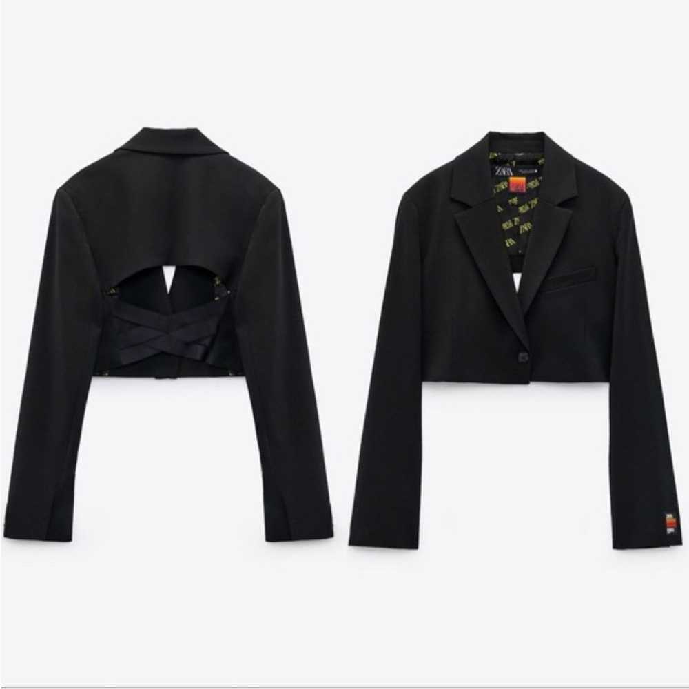 Zara Zara purple magazine cropped blazer black - image 5