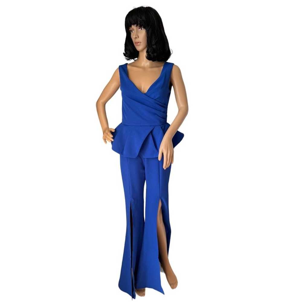 Retro 70's jumpsuit Deep v neck Ruffled super spl… - image 2