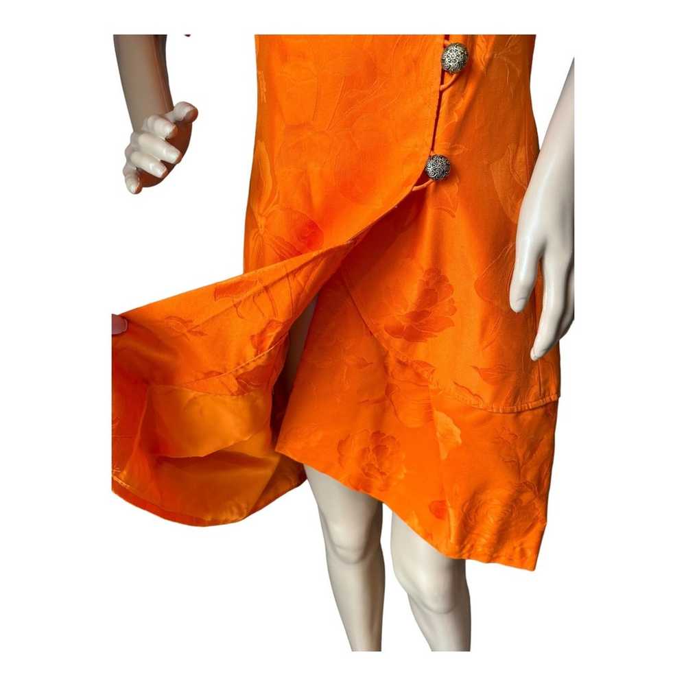 American Vintage 70's Orange Demask print short s… - image 7