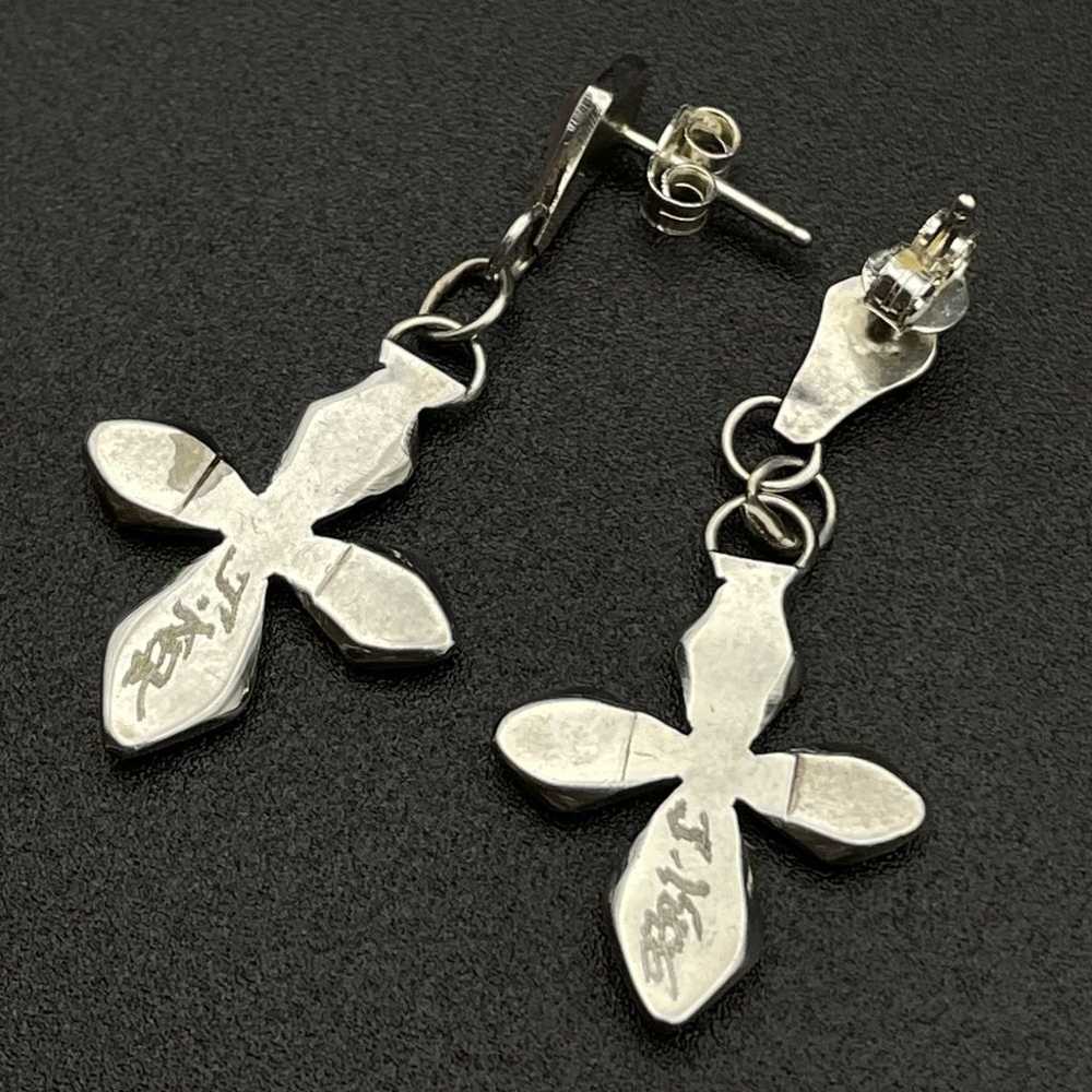 Sterling James Kee Petite Zuni Inlay Cross Earrin… - image 3