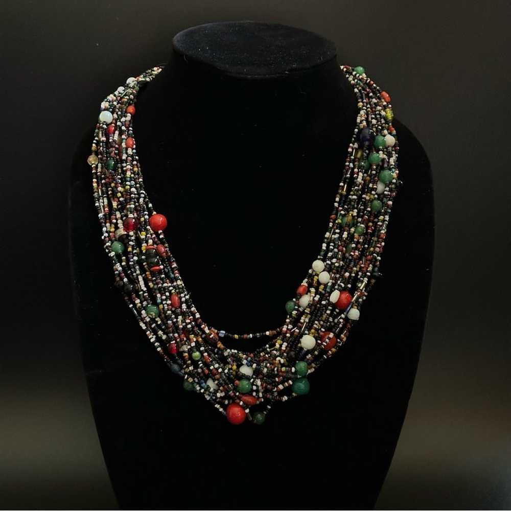 Vintage Coral Stone Multi Strand Necklace - image 2