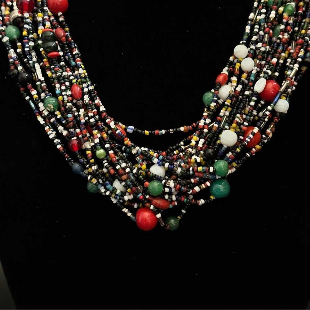 Vintage Coral Stone Multi Strand Necklace - image 4