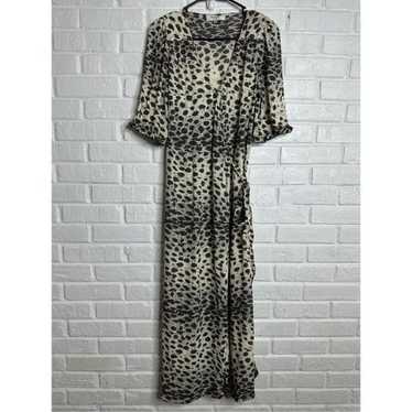 Sea NY Leo Wrap Maxi Dress Animal Print Ruffle Sle