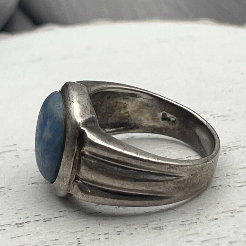 Vintage Sterling Silver 925 Mottled Blue Stone Ri… - image 2