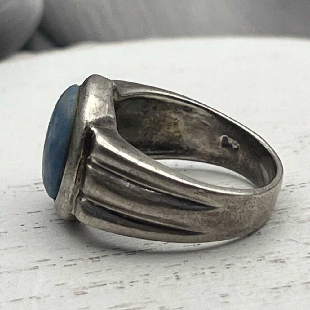 Vintage Sterling Silver 925 Mottled Blue Stone Ri… - image 3