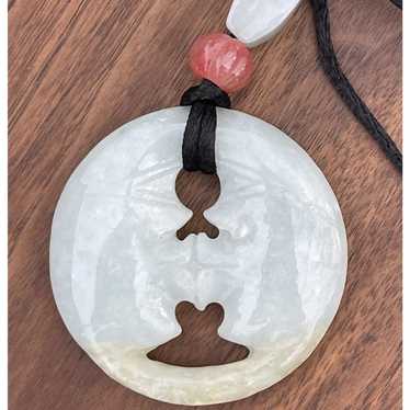 247 carat Jade Vintage Jadeite Carved Necklace Pe… - image 1