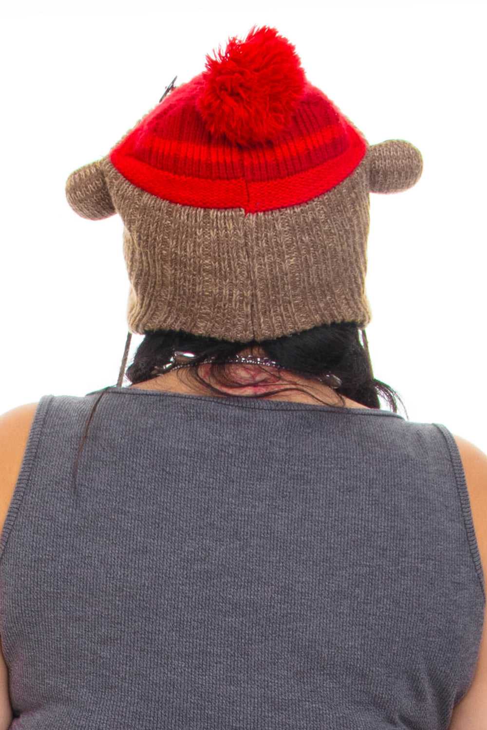 Vintage Y2K Sock Monkey Knitted Beanie - image 3