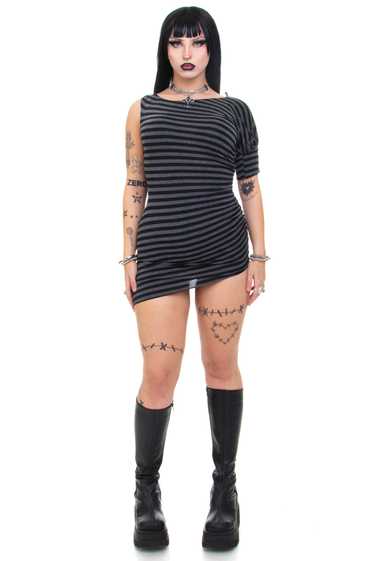 Vintage Y2K Stripe Asymmetrical Dress - S/M/L