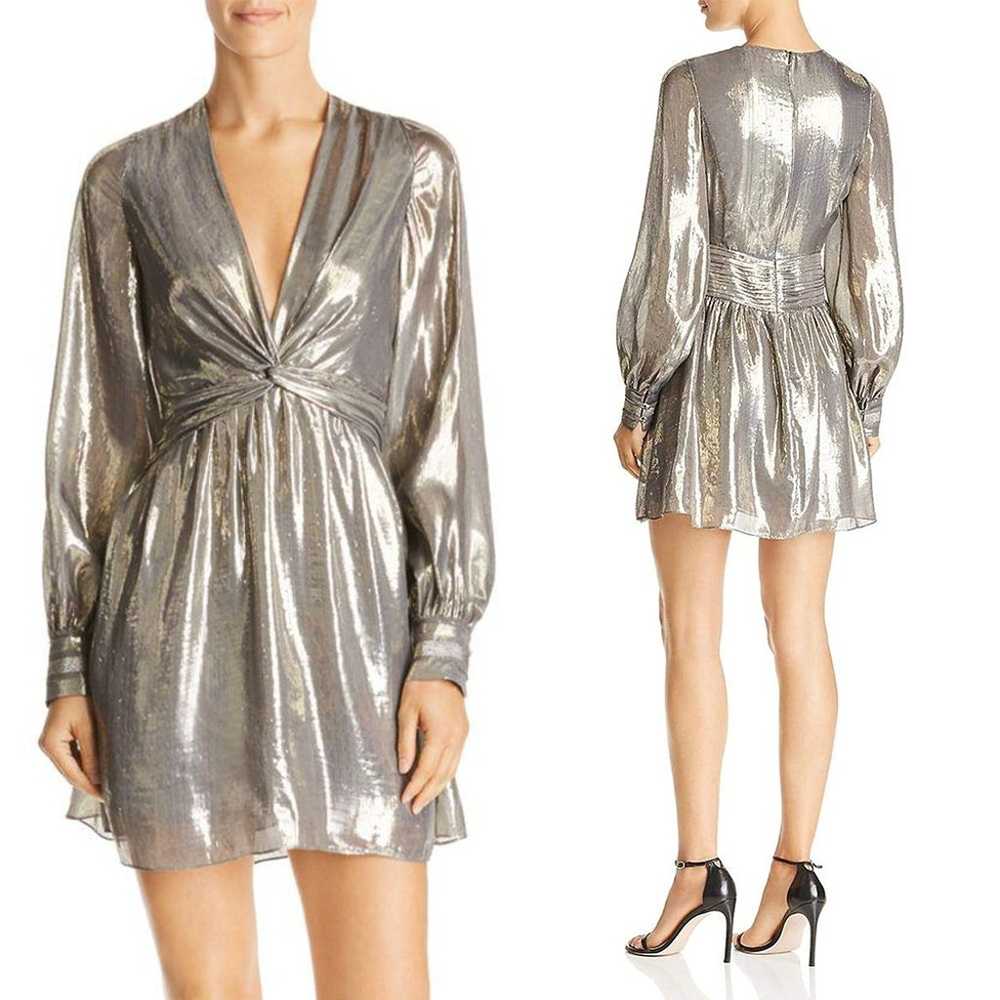 RAMY BROOK Elise Silk Metallic Twist Front Dress … - image 1