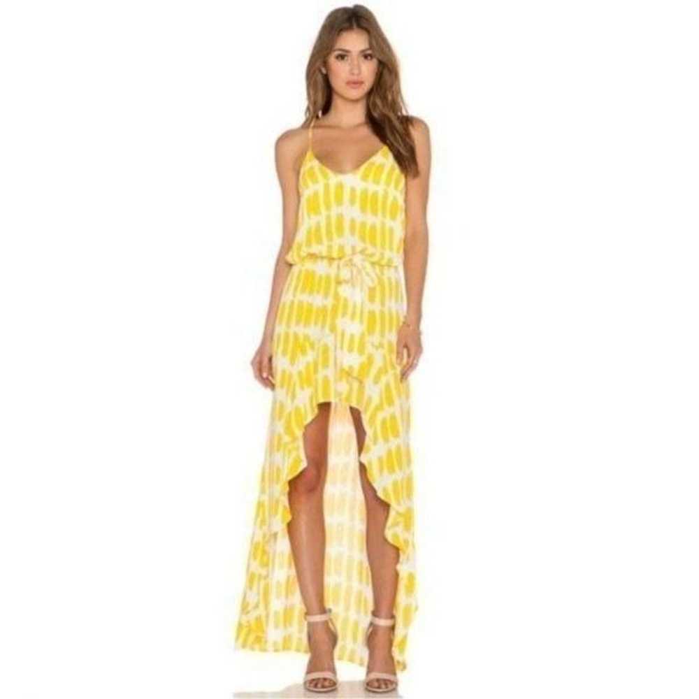 Karina Grimaldi Yellow Alma High Low Ruffle Deep … - image 1