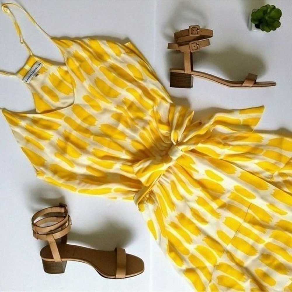 Karina Grimaldi Yellow Alma High Low Ruffle Deep … - image 4