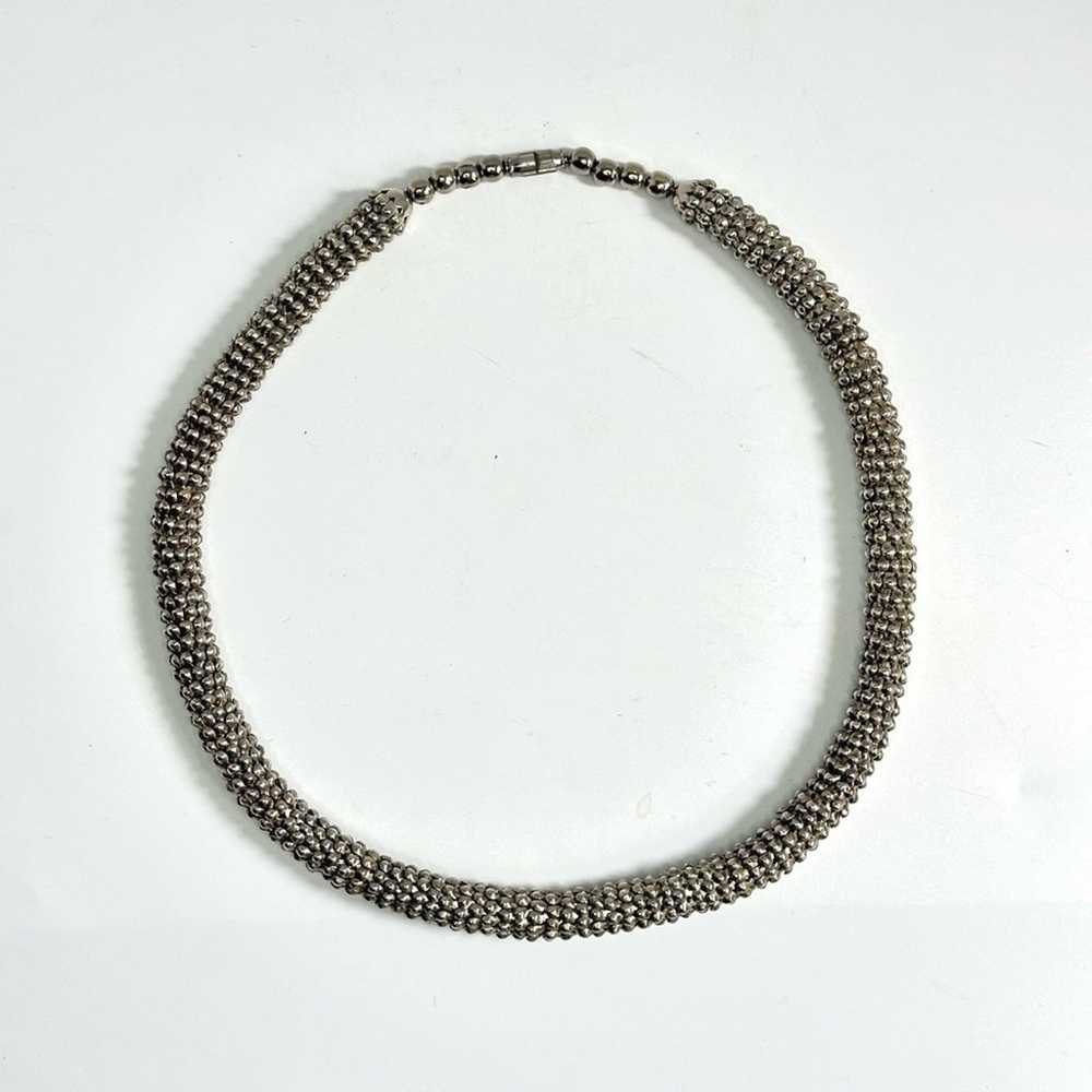 Vintage 80’s Sterling Silver Caps Scoop Necklace - image 3