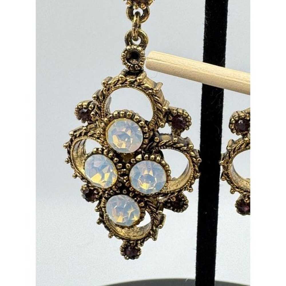 Hollycraft Vintage Gold Tone Opalescent & Purple … - image 10