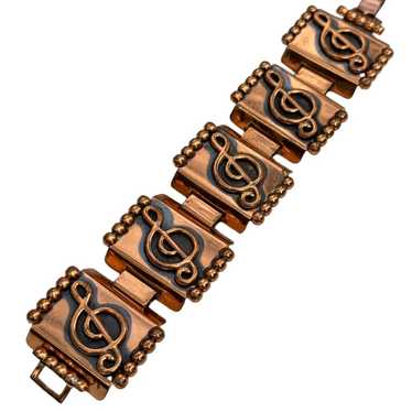 Vintage RENOIR Music Bracelet Copper - image 1