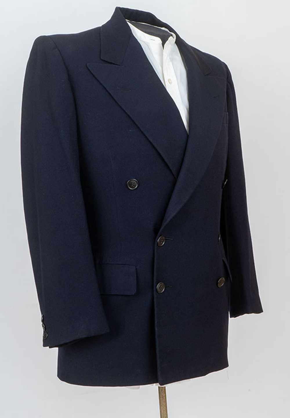 1940s Black Gabardine Double Breasted Sport Coat - image 3