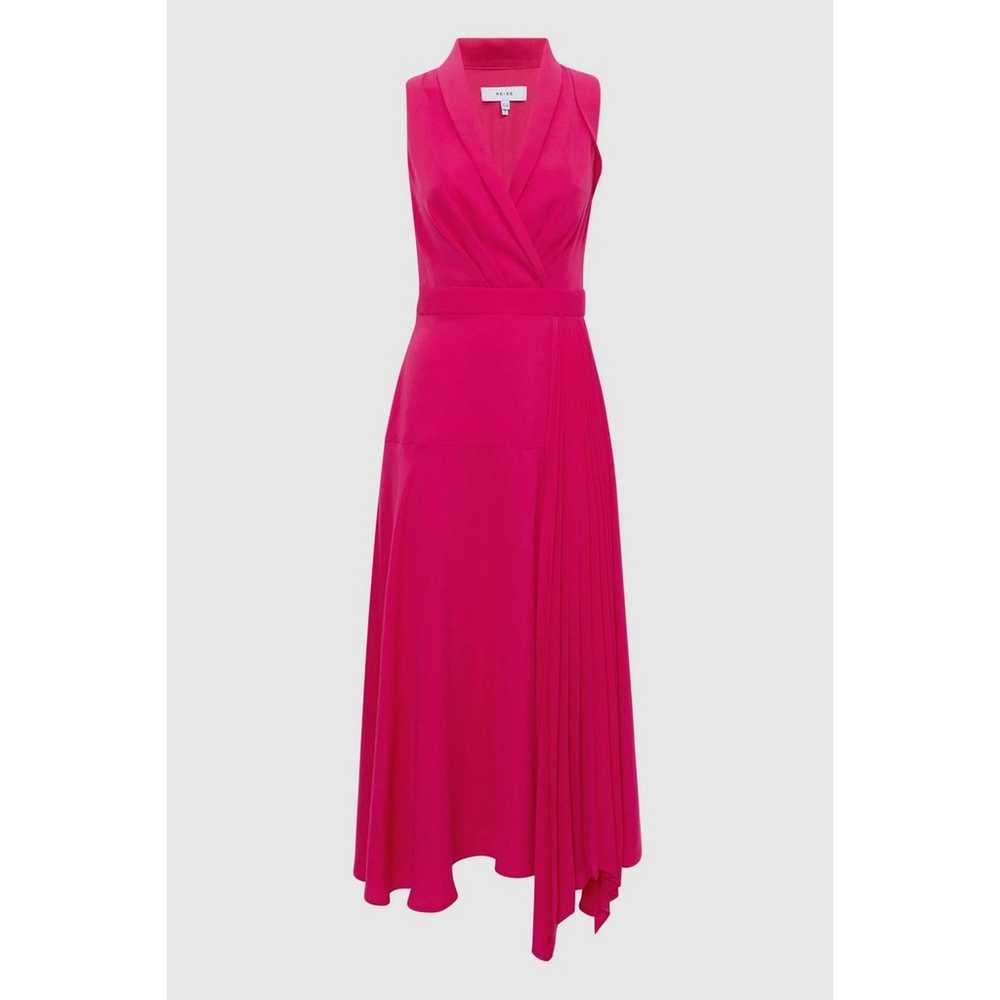 REISS CLAIRE PLEATED FITTED MIDI DRESS SIZE 6 - image 2