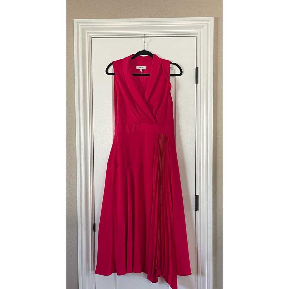 REISS CLAIRE PLEATED FITTED MIDI DRESS SIZE 6 - image 4