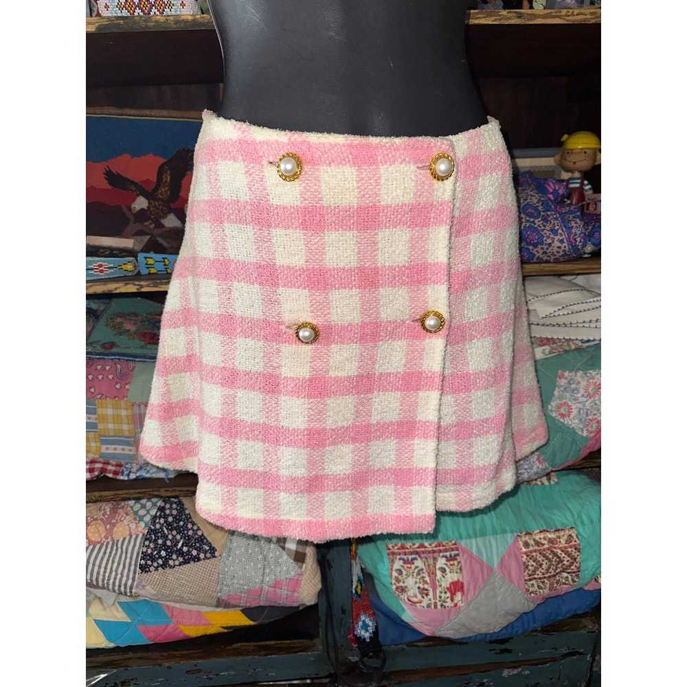 VINTAGE ITALIAN DESIGNER PINK CHECK VEST & MINISK… - image 3