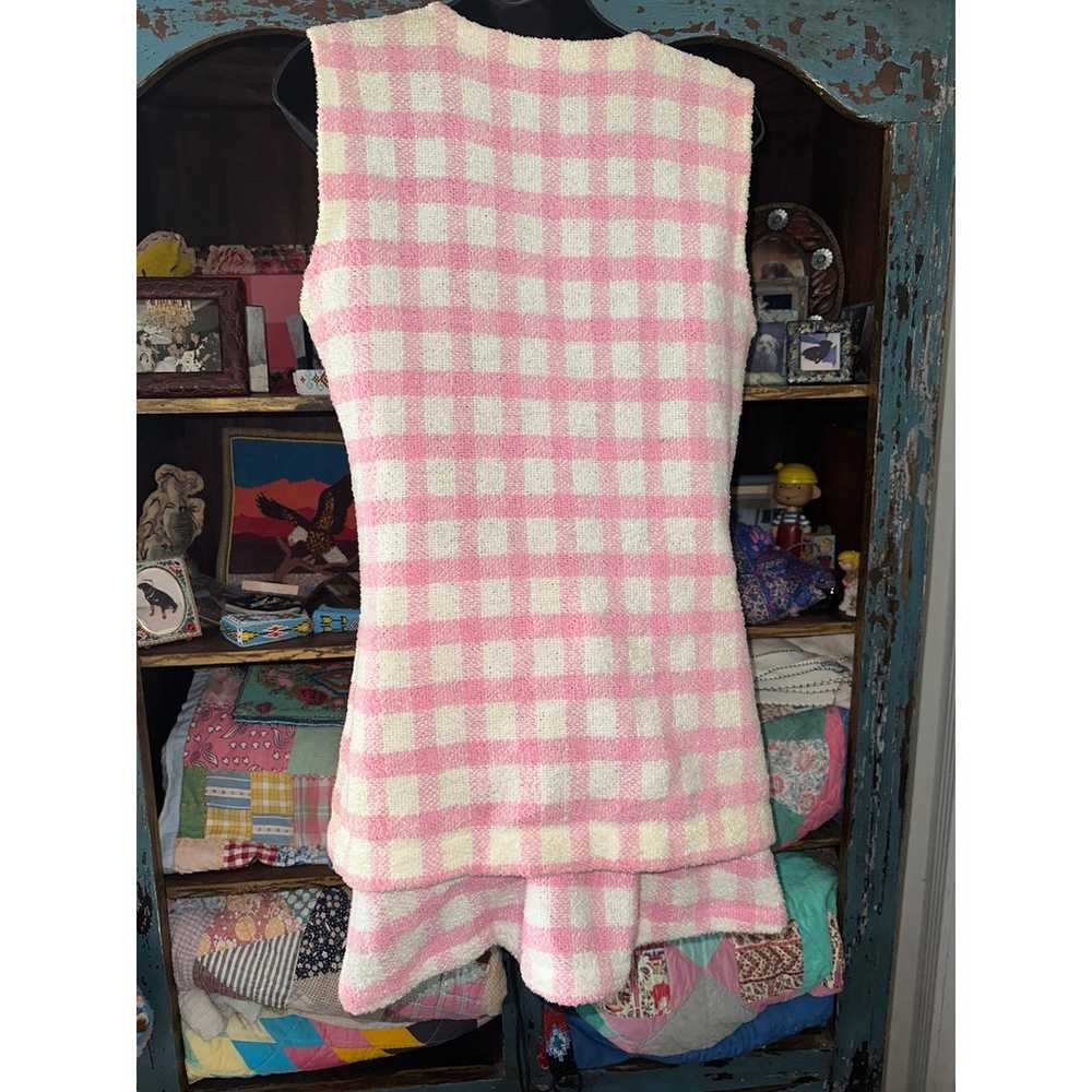 VINTAGE ITALIAN DESIGNER PINK CHECK VEST & MINISK… - image 4