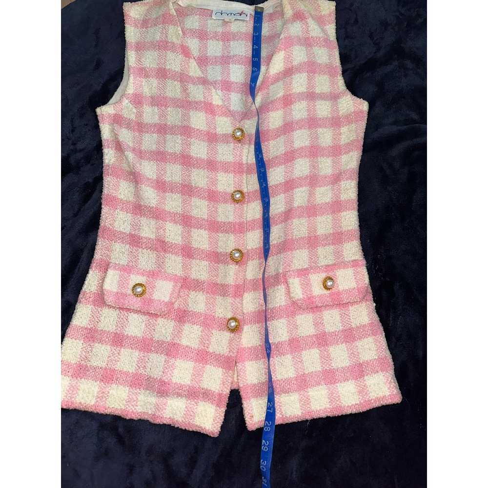 VINTAGE ITALIAN DESIGNER PINK CHECK VEST & MINISK… - image 8