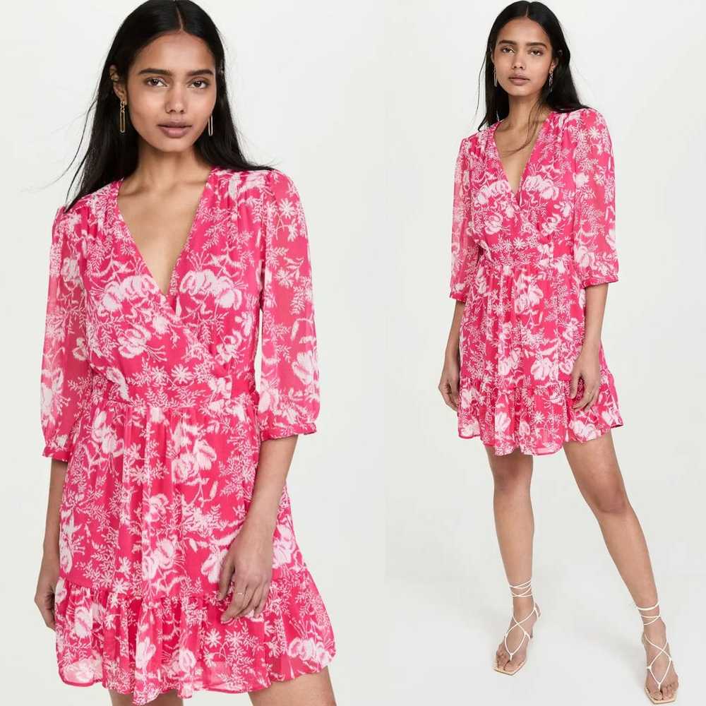 BA&SH NWOT Ulia Floral Wrap Mini Dress in Rose Si… - image 1