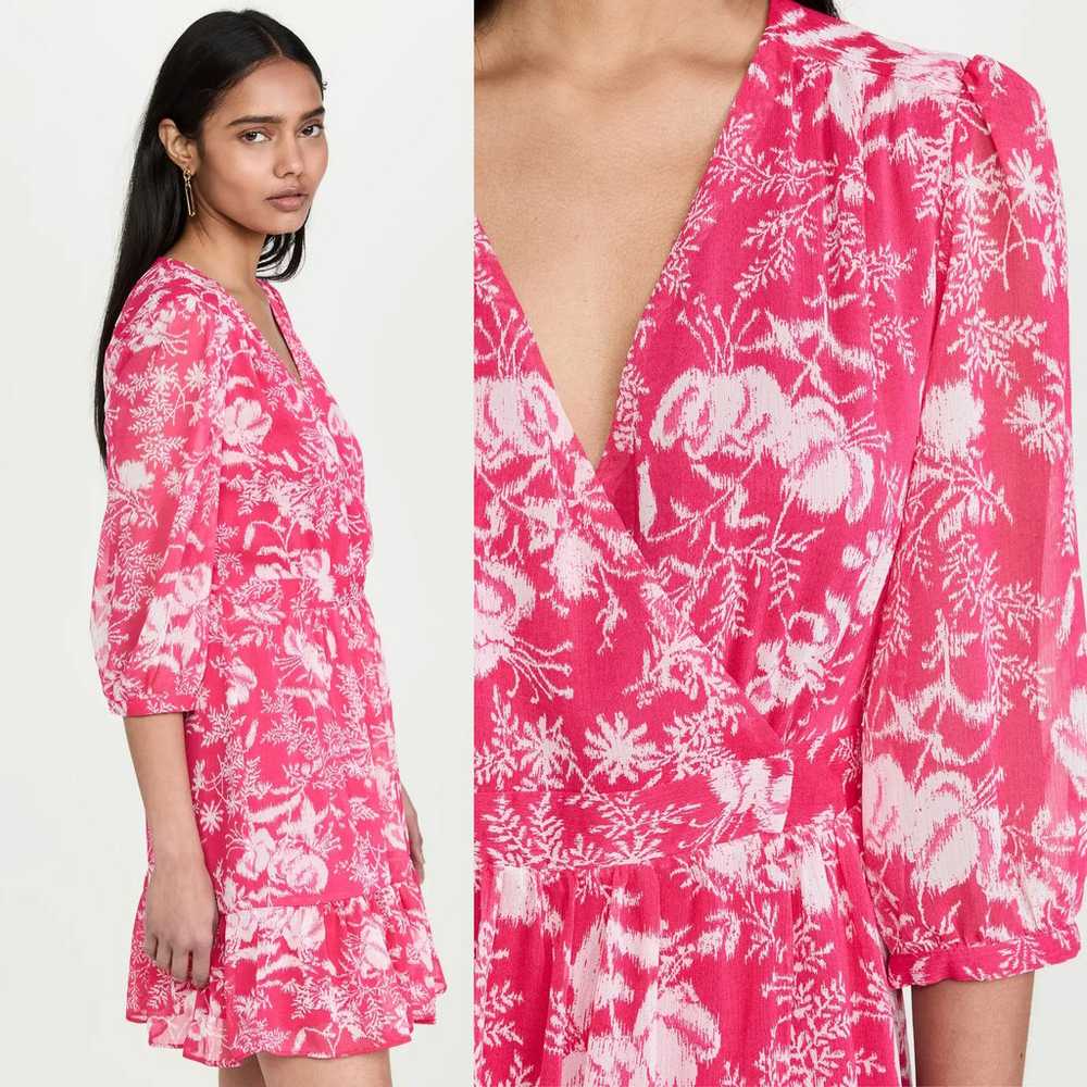 BA&SH NWOT Ulia Floral Wrap Mini Dress in Rose Si… - image 3